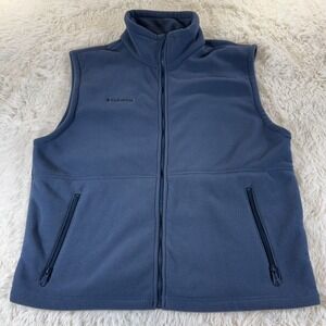 Columbia Blue Fleece Vest Men Large Full Zip‎ Utility Outdoor Activewear Casual